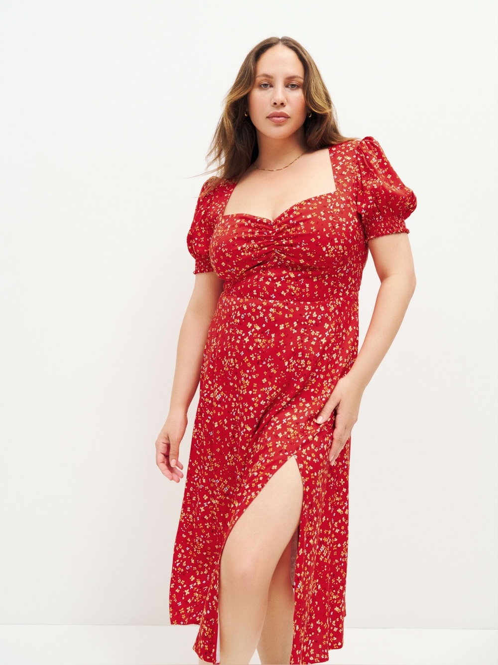 Reformation Lacey Smocked Sleeve Dress Size 14